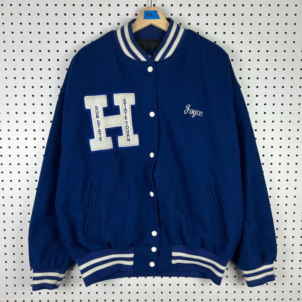 90s Letterman Jacket XL Hamilton High Memphis TN Blue Holloway USA MLK Champion‎